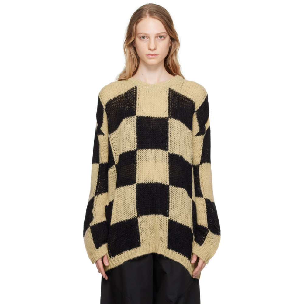 Vintage Paul Harris Black Checkered Shoulder Pad Oversized Sweater size Large